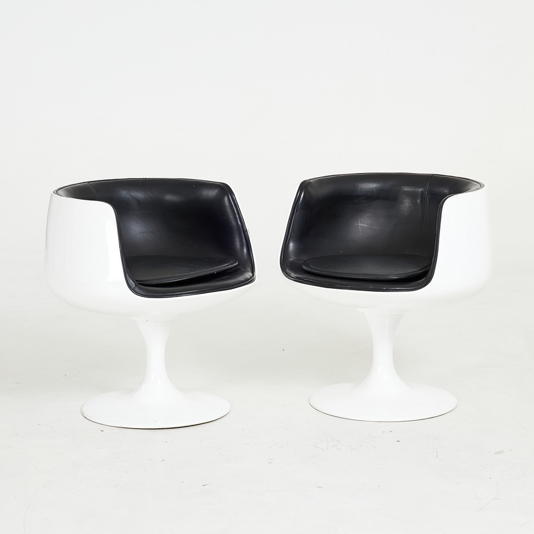 EERO AARNIO. Snurrfåtöljer, 1 par, "Cognac", för Asko, Finland, 1960-tal.