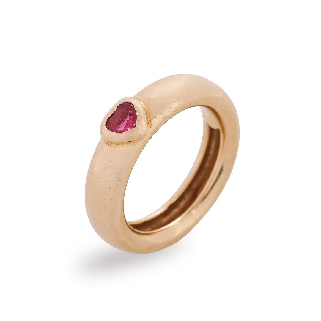 TIFFANY & CO. “Friendship Heart” ring af 18 kt. guld med pink turmalin. str 51.