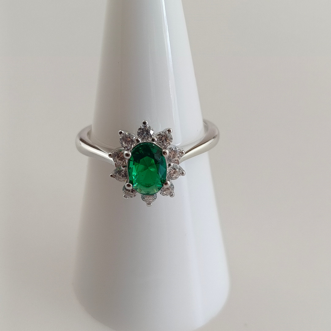 Silber Ring, 925, ovaler Zirkon ca. 1 ct.