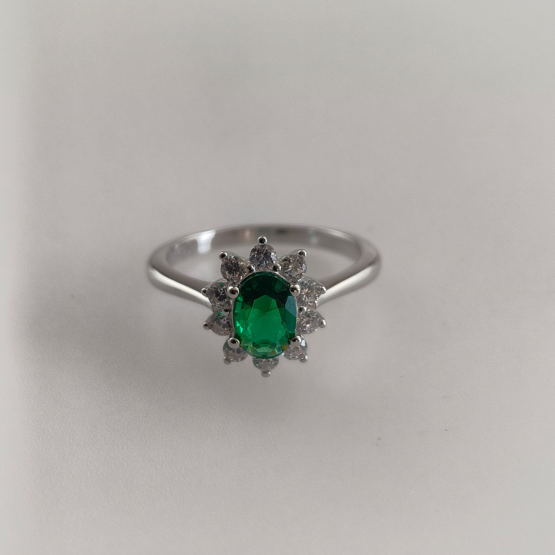 Silber Ring, 925, ovaler Zirkon ca. 1 ct.