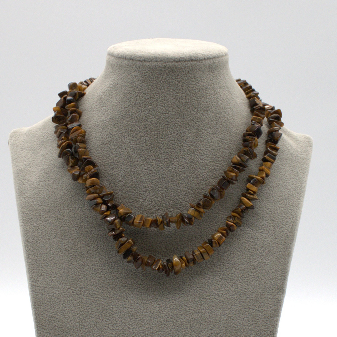 TIGERAUGEN COLLIER IM STIL VON SPLITTERSTEINBESATZ;.