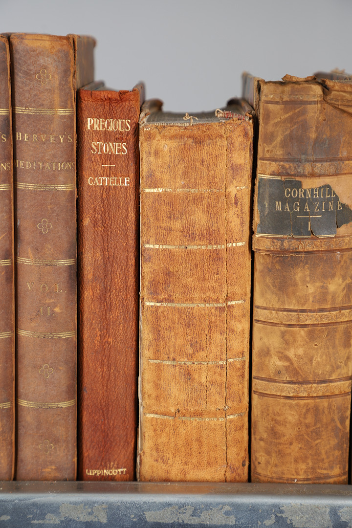 A COLLECTION OF ANTIQUARIAN LEATHER BOUND VOLUMES.