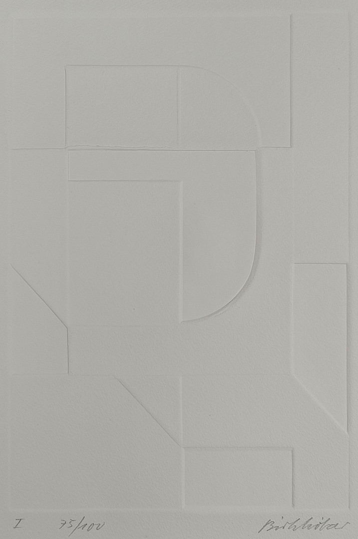 BIRKHOFER, GERHARD. ZUGESCHRIEBEN. Geometrische Komposition, Prägerdruck auf Papier.