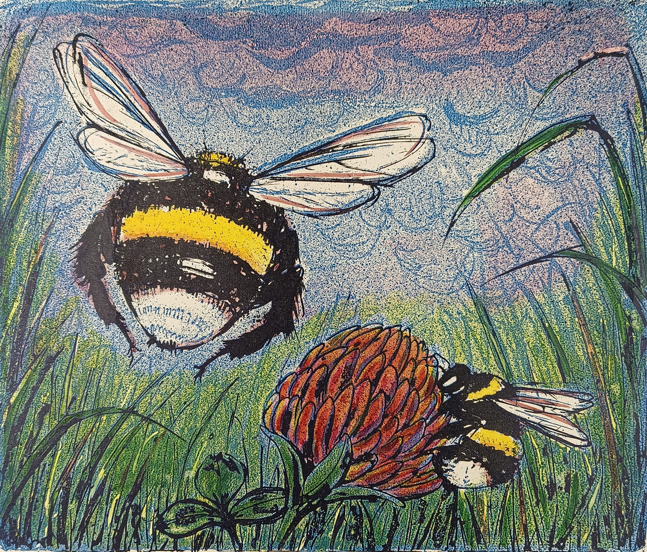 DIEZ, CHRISTA. Bienen, Druckgrafik auf Papier.