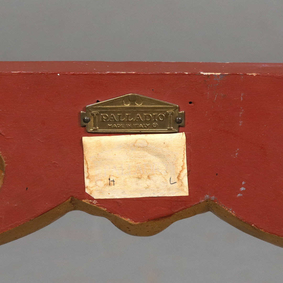 BORD. Trästomme med marmorskiva, plakettmärkt Palladio made in Italy, 1950/60-tal.