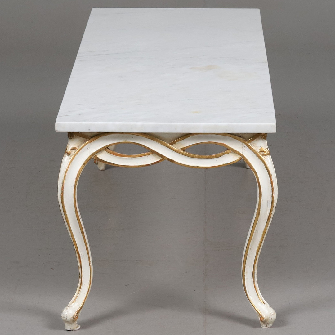 BORD. Trästomme med marmorskiva, plakettmärkt Palladio made in Italy, 1950/60-tal.