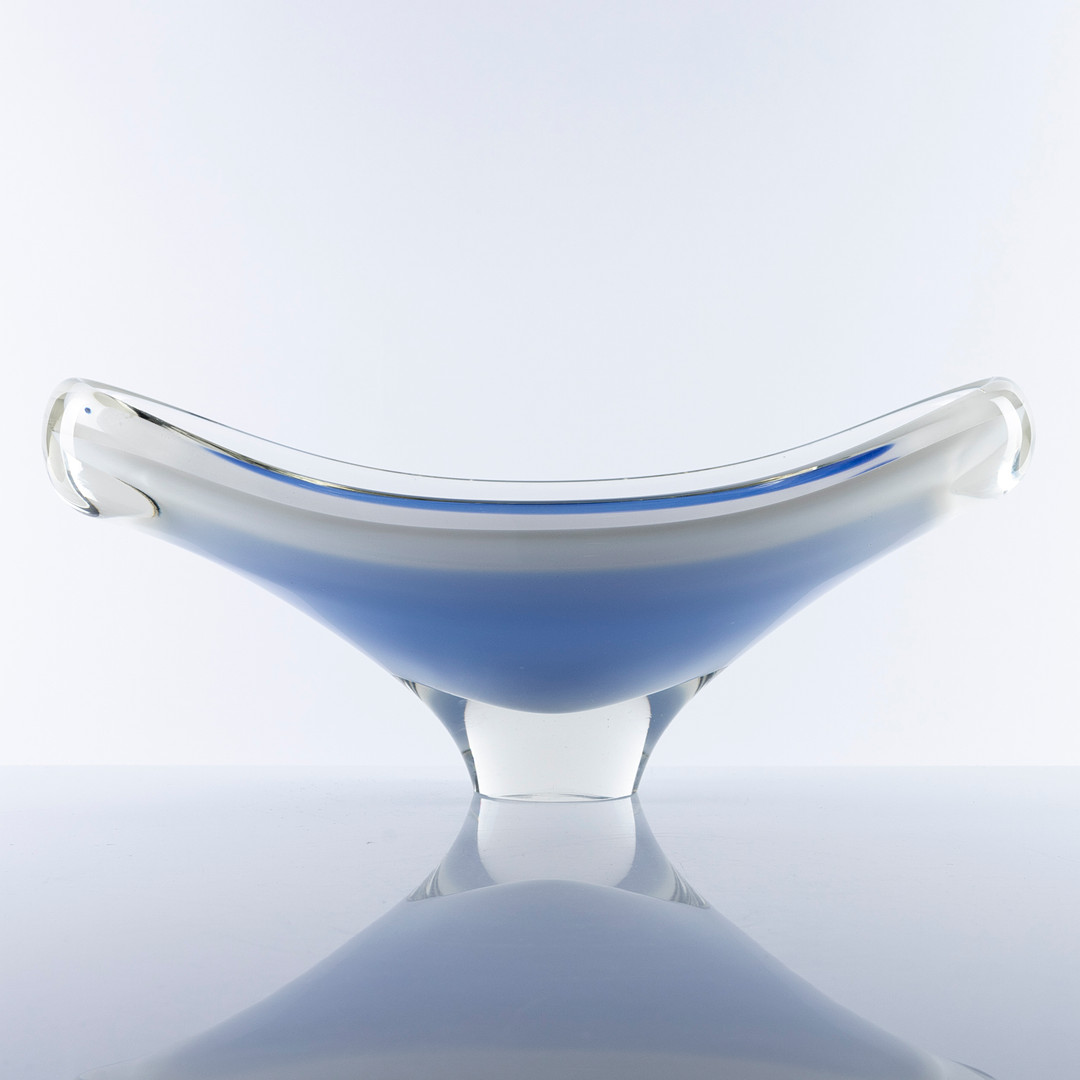 PAUL KEDELV. Skål på Fot, glas, "Coquille", Flygsfors, daterad, -55.