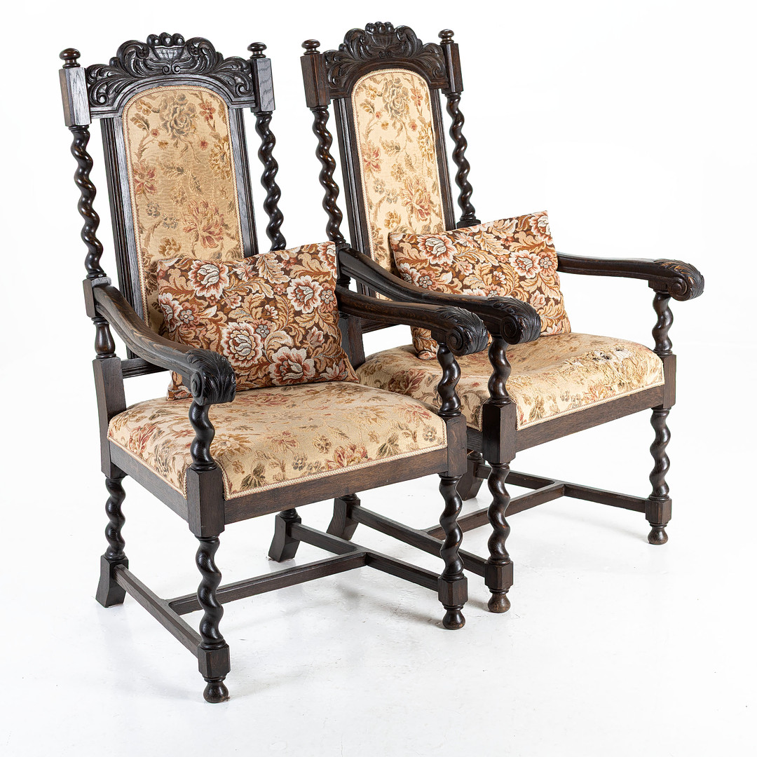 KARMSTOLAR, ett par, barockstil, 18/1900-tal.