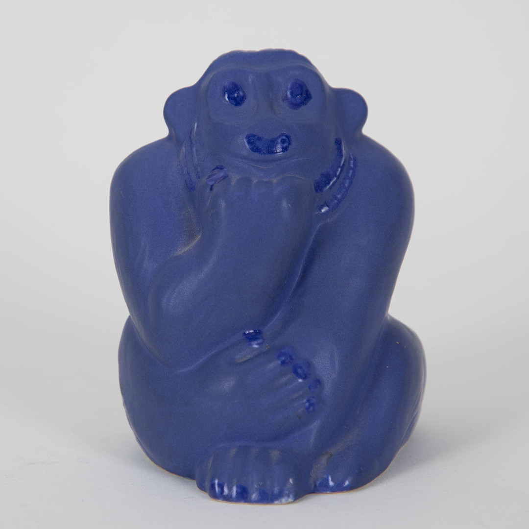 STIG LINDBERG, Affe, Keramik, blau.
