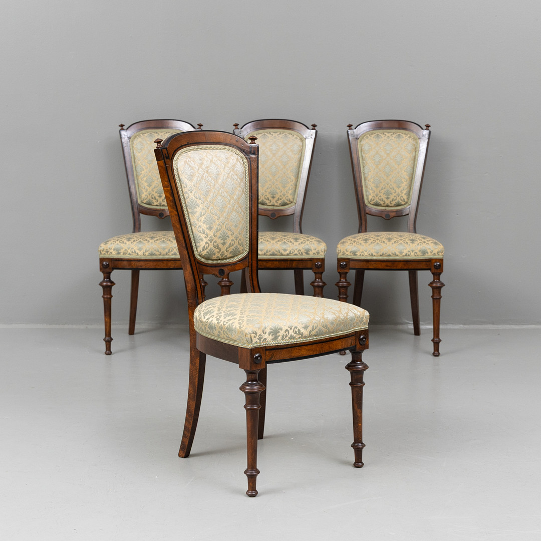STOLAR, 4 st, mahogny, nyrenässans, sent 1800-tal.