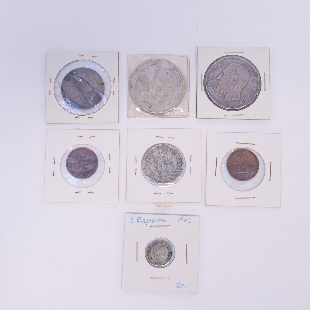SAMLING MYNT, DELVIS SILVER, FRANKRIKE, SCHWEIZ OCH BELGIEN.
