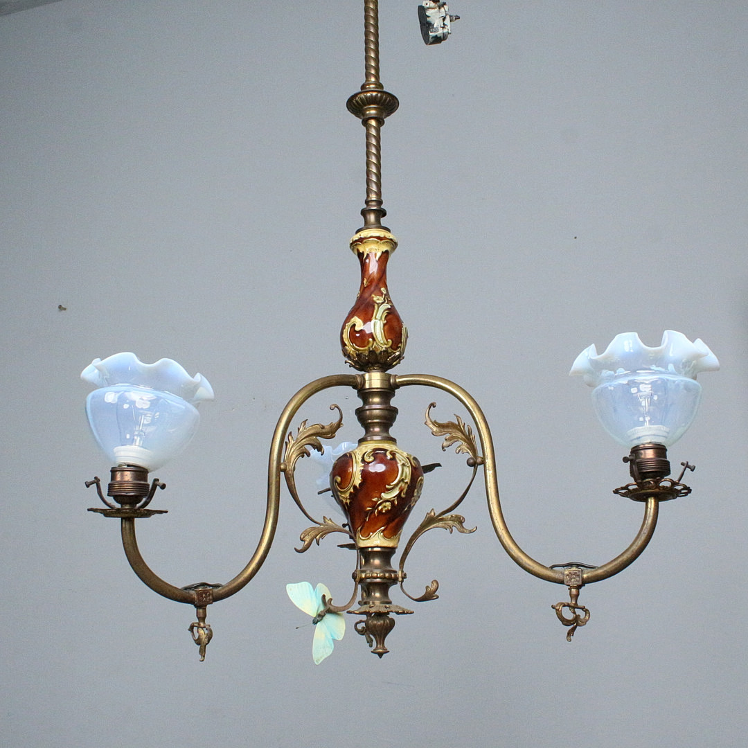 3-flammige Jugendstil Deckenleuchte.