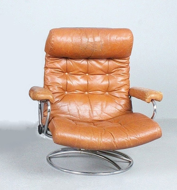 STRESSLESS / EKORNES. Sessel / Relaxsessel, Leder, Norwegen, 1970er Jahre.