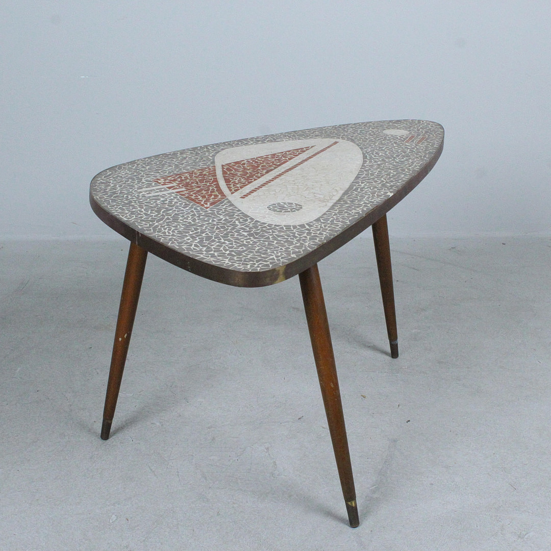 Tripod Couchtisch / Coffee Table mit Mosaik, 1950er Jahre.