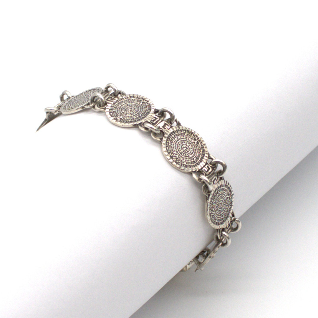 CHRISTIAN & IBANA. DESIGNERARMKETTE AUS 950 SILBER MIT PUNZE IM ETHNOSTIL.