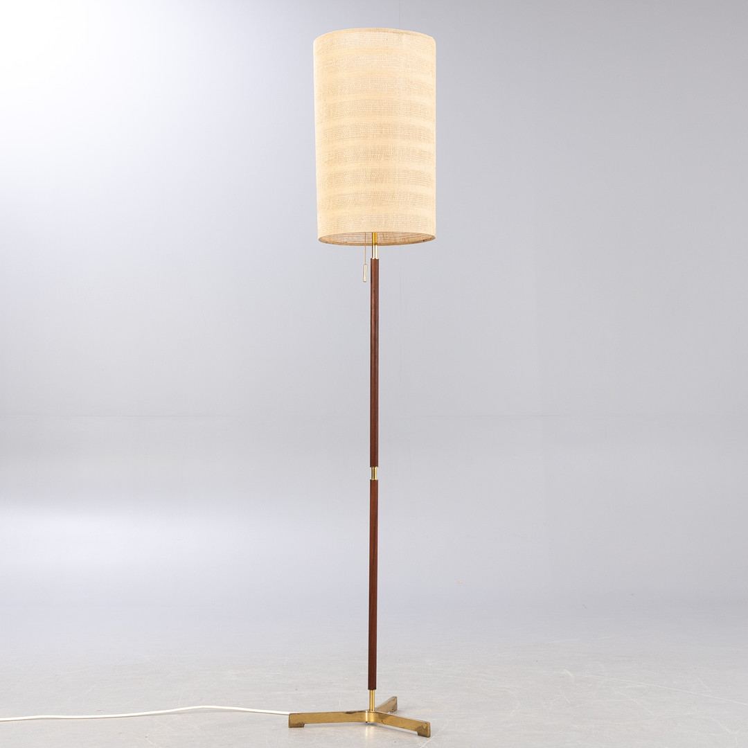 Tripod Stehlampe. Teak und Messing, 1960er Jahre.