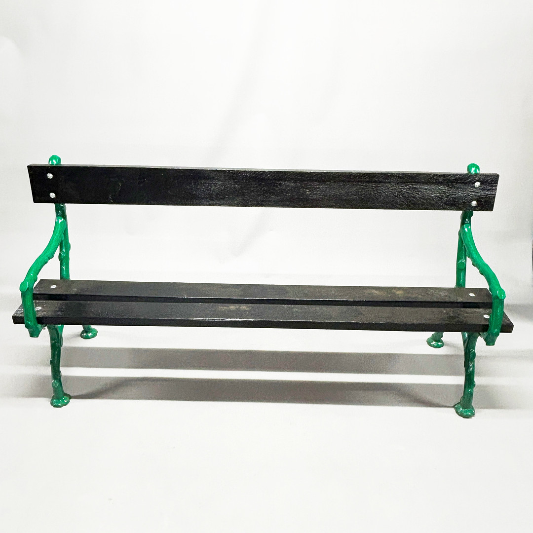 WOOD & CAST IRON BENCH.