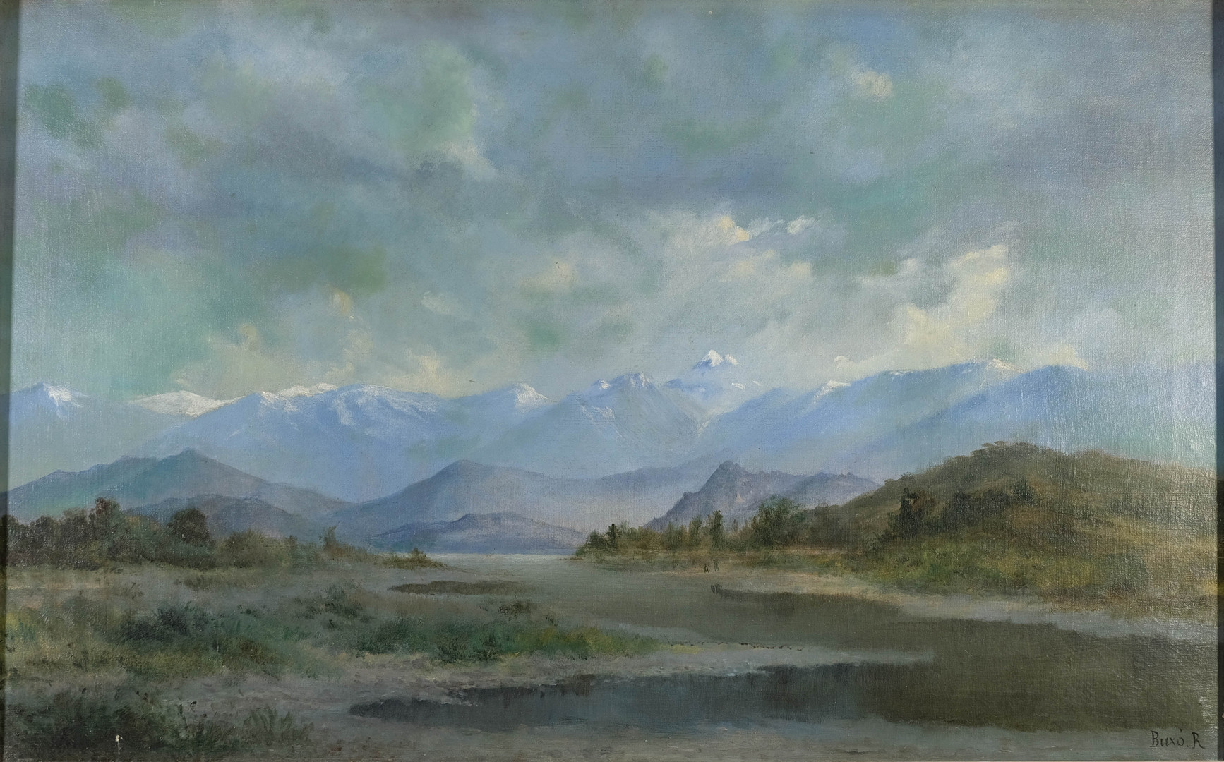 FIRMADO BUXÓ R. SIGLO XX. Paisaje campo. Óleo sobre lienzo.