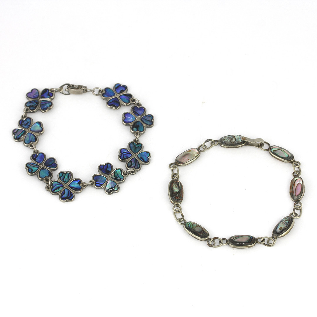 MOTHER OF PEARL SILVER BRACELETS.