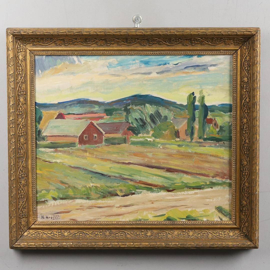 KAREL KREJCI. Olja på pannå, "Mickedalavägen Halmstad", signerad.