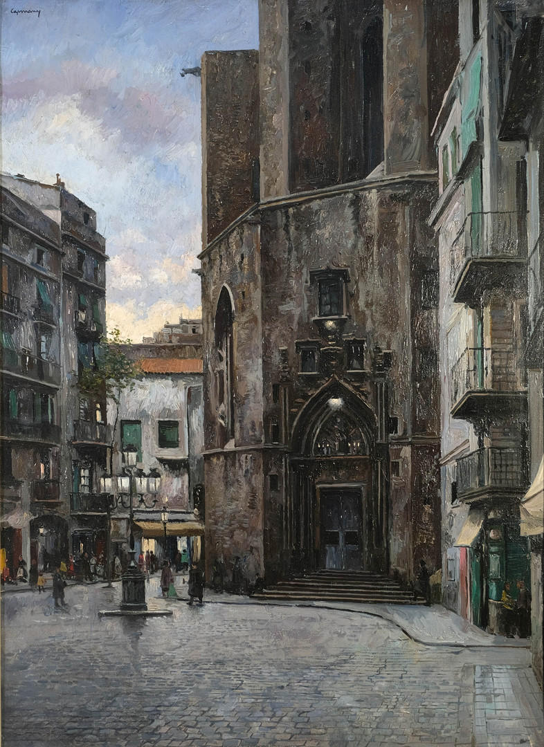 RAMON DE CAPMANY. Basílica de Santa María del Mar Barcelona. Óleo sobre lienzo.