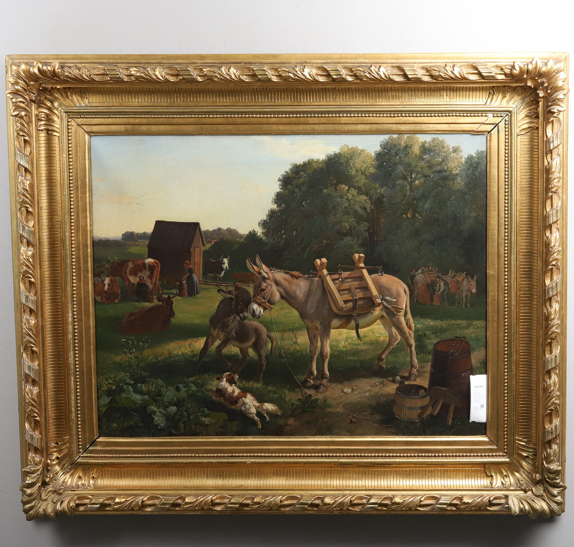 JOHANN SIEGWALD DAHL (1827-1902). Olja på duk, "Mjölk scen från Glarup", signerad och daterad 1852.