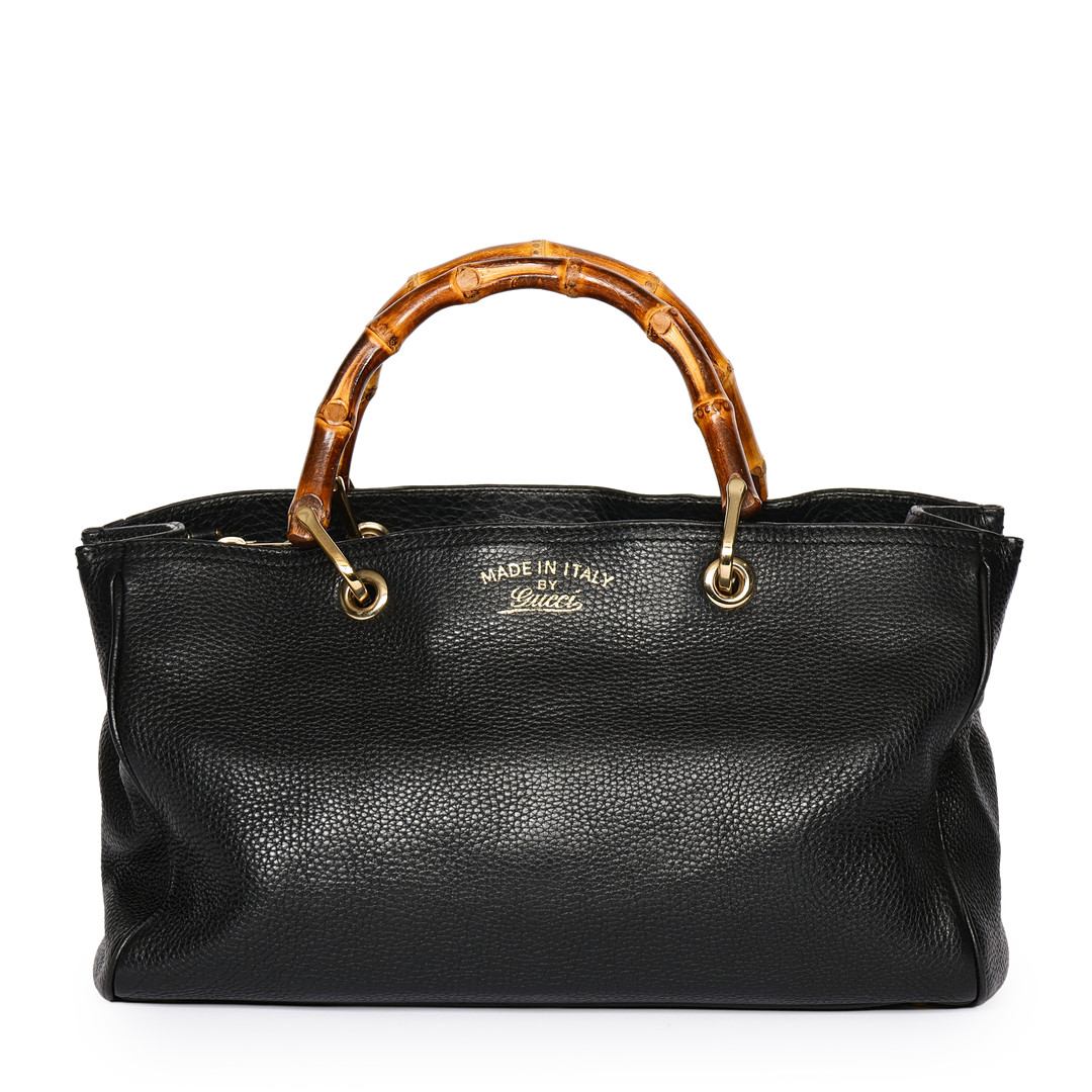 Gucci Shopper medium 'Pebbled' læder Bamboo. taske. Italy.