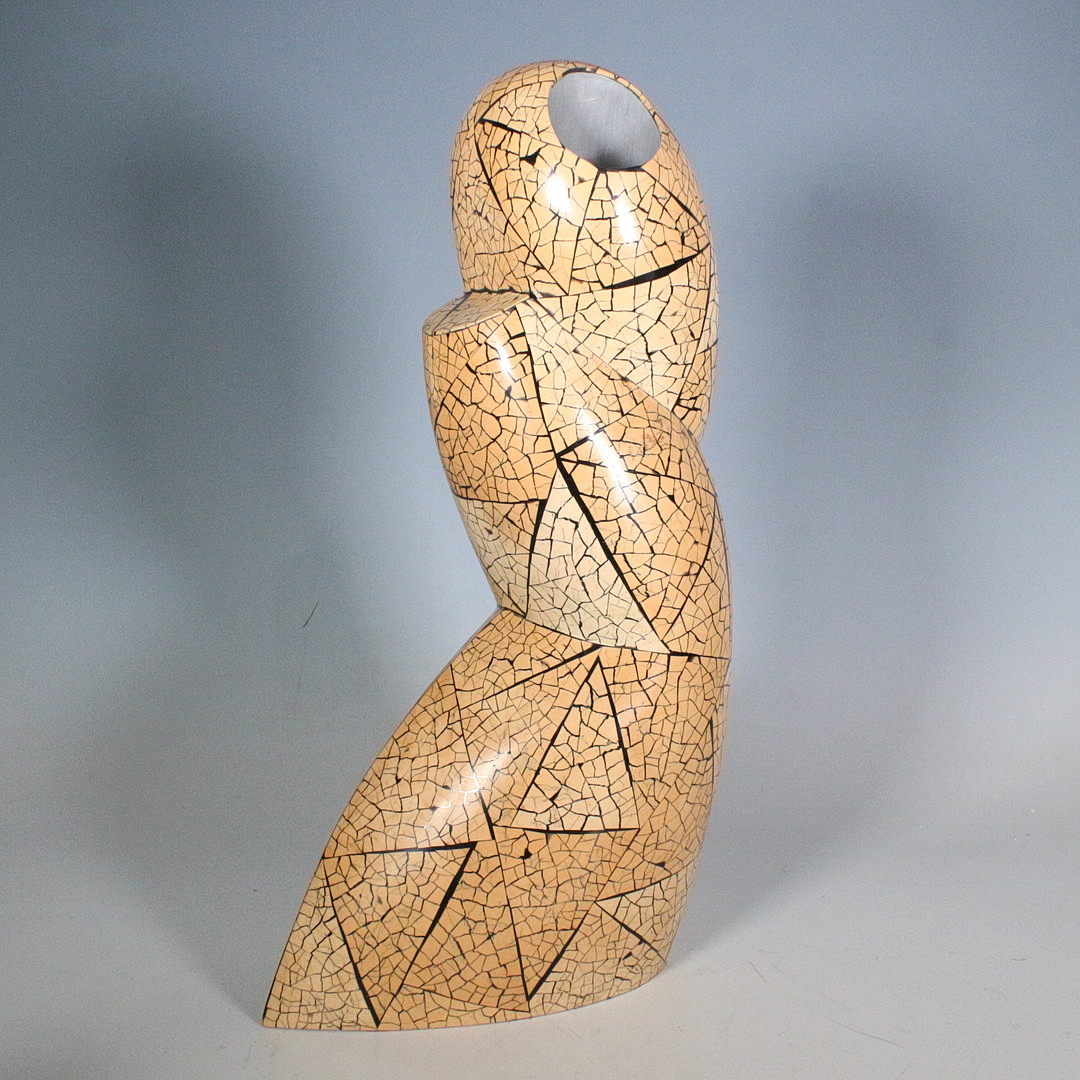 RIA & YOURI AUGOUSTI. Hohe geschwungene Crackle Vase aus Bambus von R&Y Augousti, 1990er.