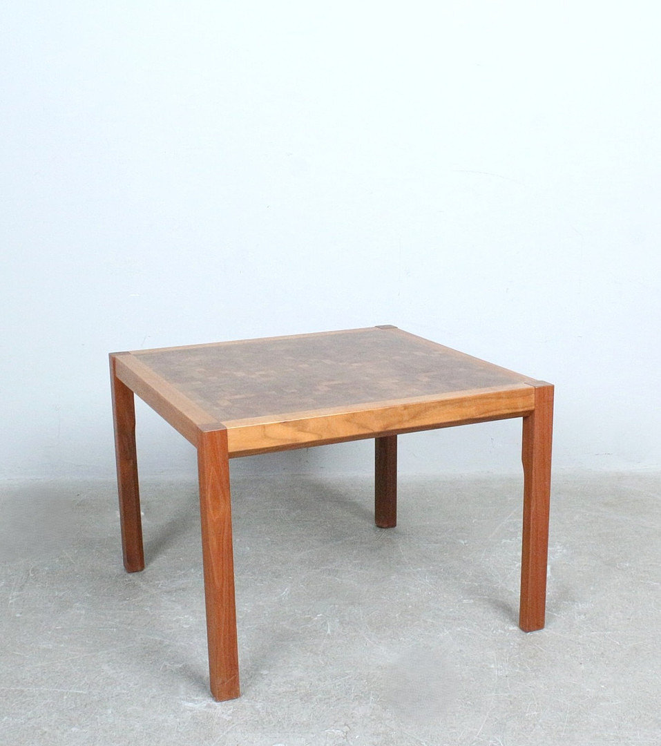GROM LINDUM. Dänischer Teak Mosaik Couchtisch / Coffetable für Traneka, 1970er.