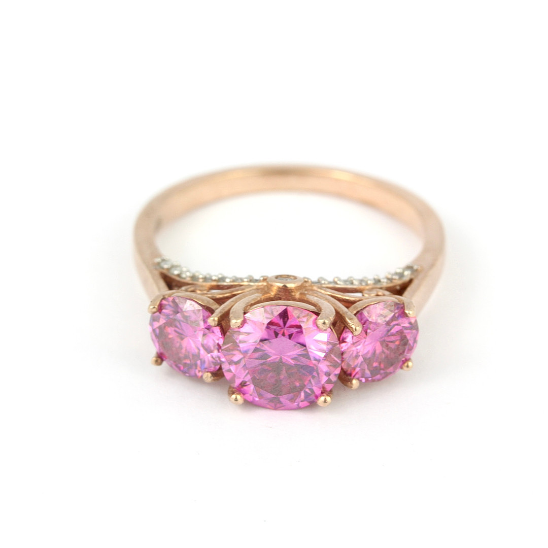 SILVER MOISSIANITE & DIAMOND RING.