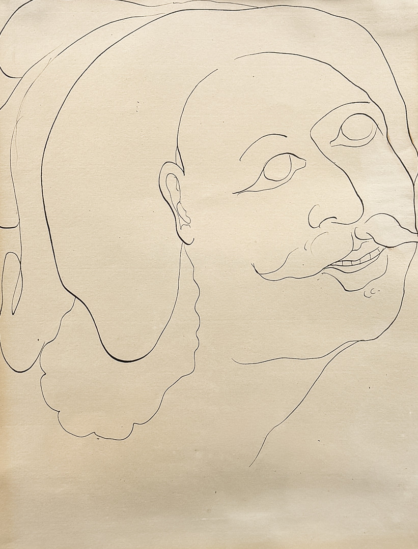 ERNST  JOSEPHSON. TUSCH på papper, "Halvprofil åt höger".
