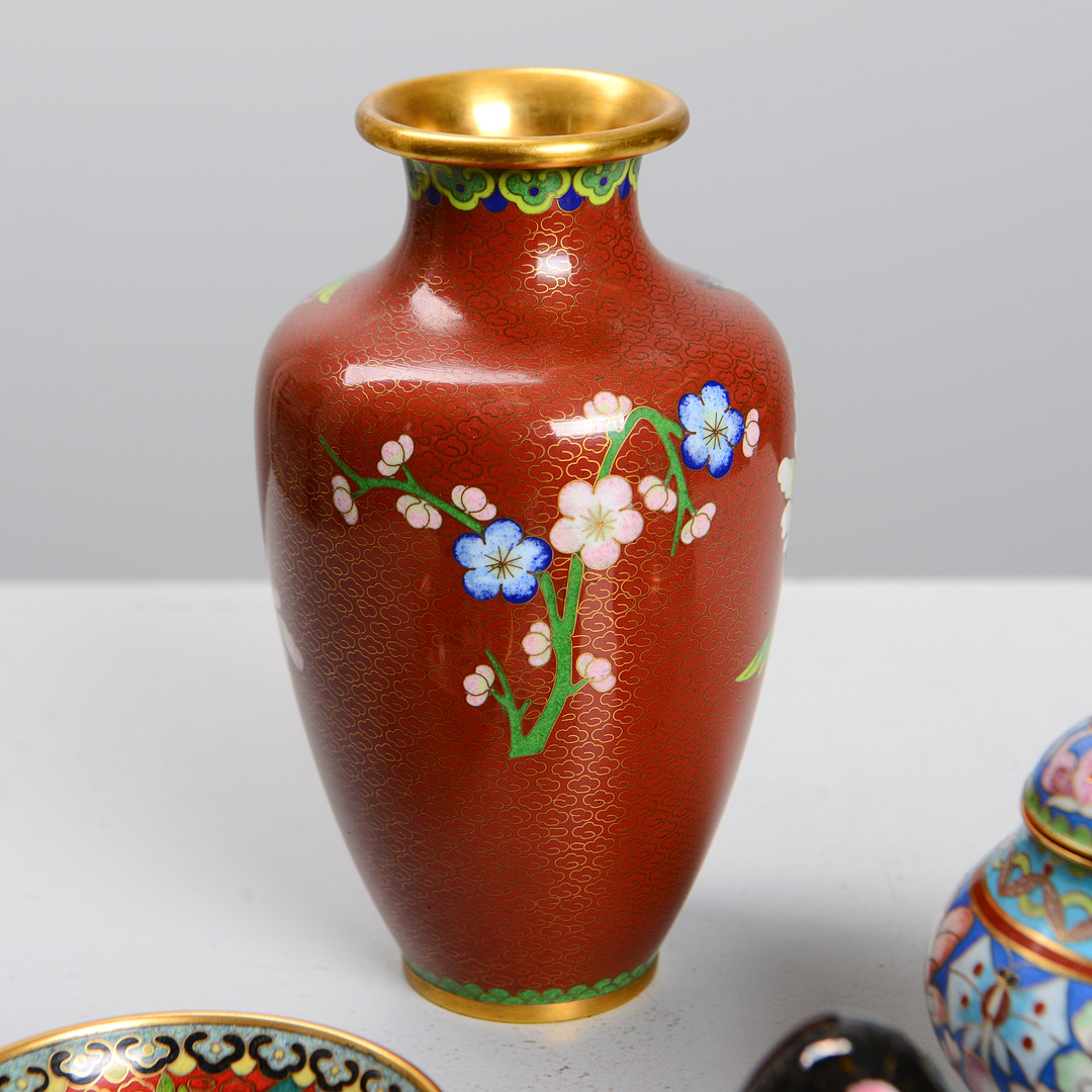 CLOISONNEARBETEN, 9 st, Japan / Kina, 1900-tal.