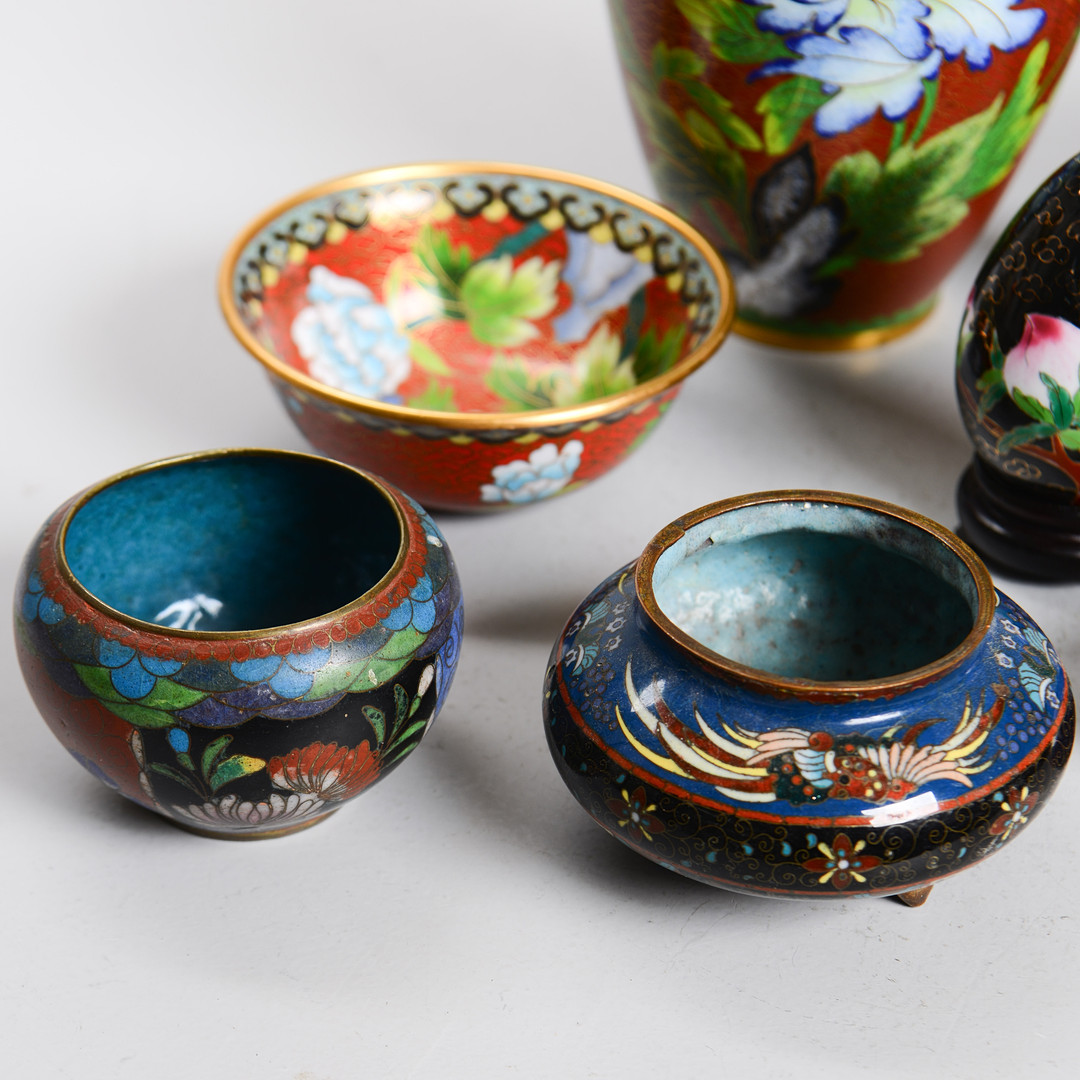 CLOISONNEARBETEN, 9 st, Japan / Kina, 1900-tal.