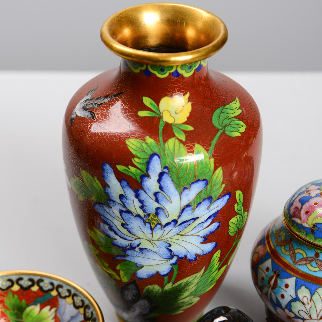 CLOISONNEARBETEN, 9 st, Japan / Kina, 1900-tal.