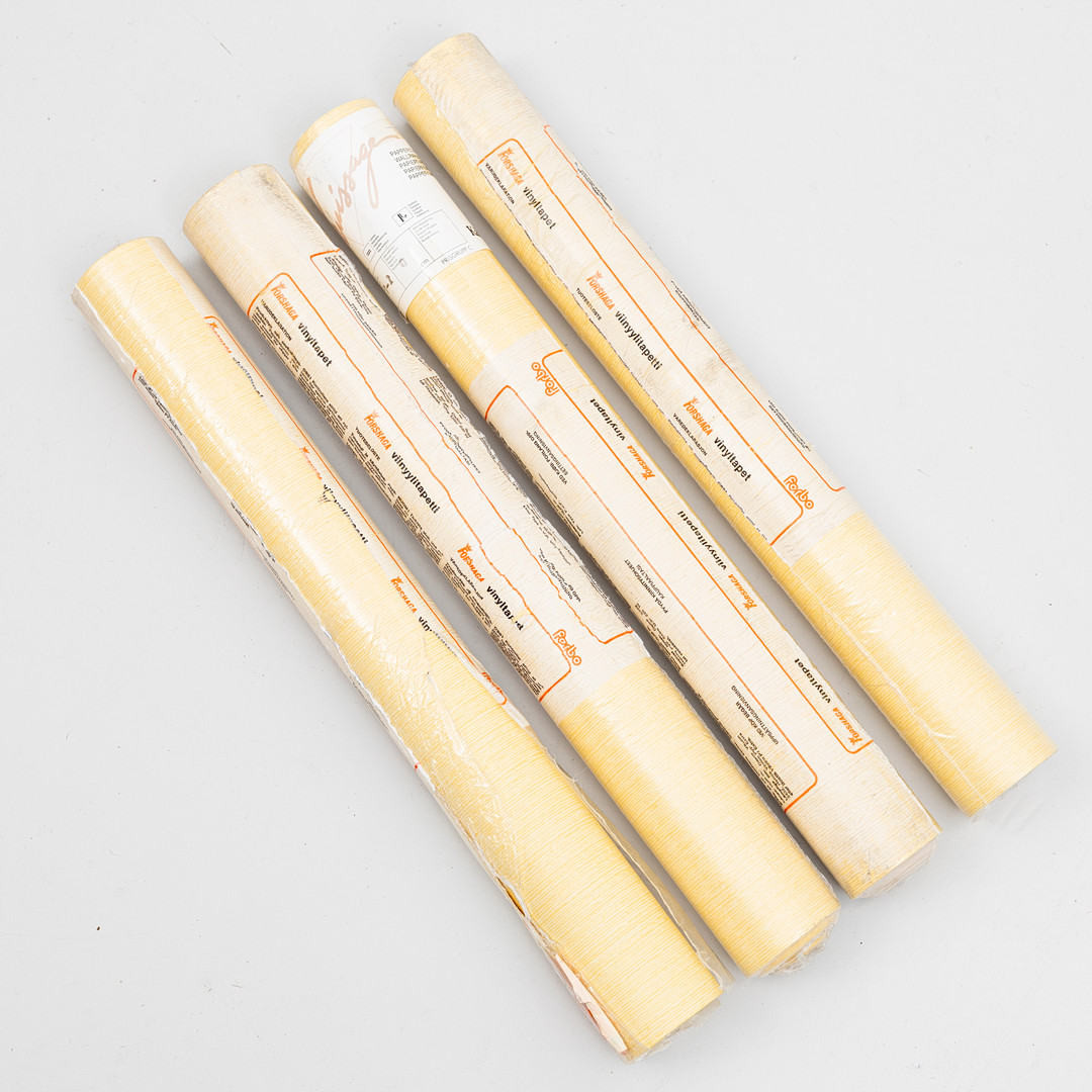 TAPETRULLAR, 4 st, "Vernissage", vinyltapet, Kåbergs tapetfabrik, 1900-tal.