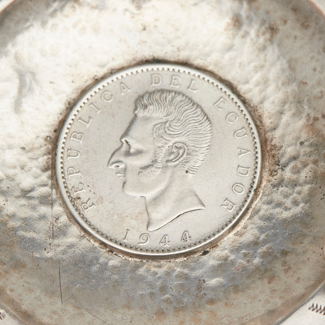 Set Münz-Aschenbecher, 900er Silber / Silber, 1. Hälfte 20. Jahrhundert, Ecuador. (3).