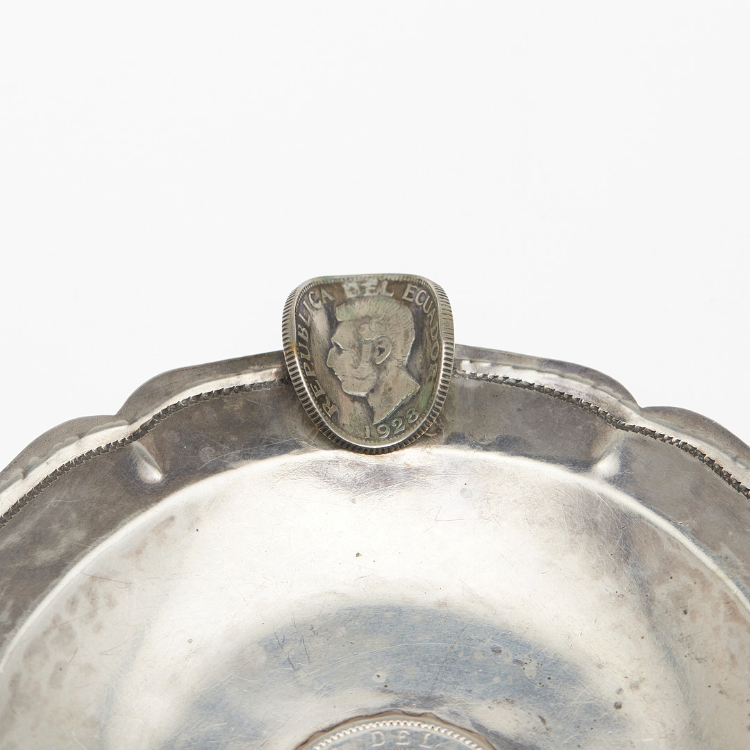 Set Münz-Aschenbecher, 900er Silber / Silber, 1. Hälfte 20. Jahrhundert, Ecuador. (3).