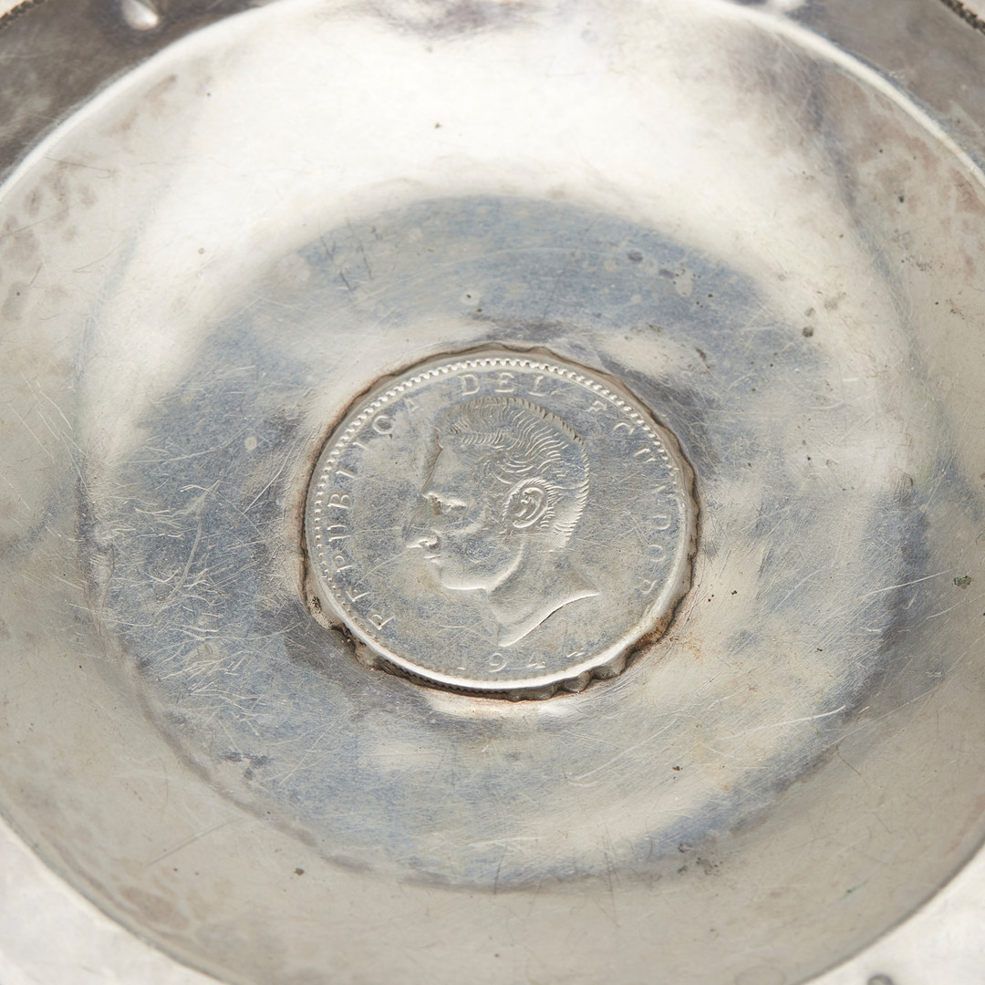 Set Münz-Aschenbecher, 900er Silber / Silber, 1. Hälfte 20. Jahrhundert, Ecuador. (3).