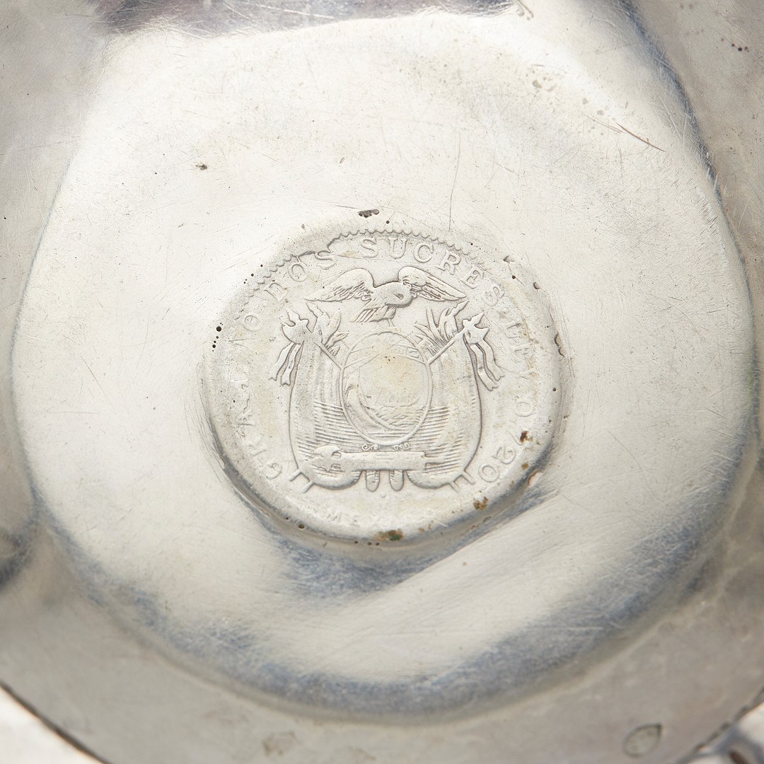 Set Münz-Aschenbecher, 900er Silber / Silber, 1. Hälfte 20. Jahrhundert, Ecuador. (3).