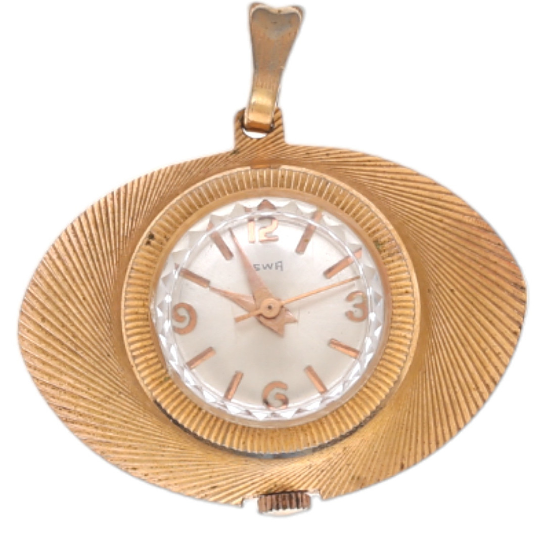 Lewa pendant watch in metal, circa 1960.