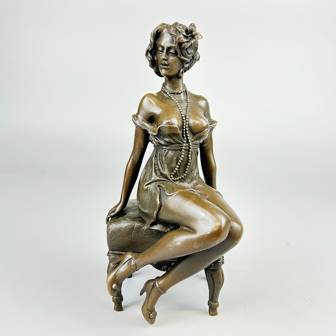 BRONZE NUDE FIGURE.