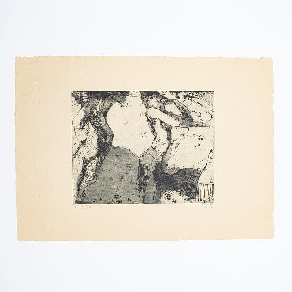 HORST JANSSEN. RADIERUNG, AUS DER SERIE ”DER ALP - VARIATIONEN ZU HEINRICH FÜSSLI, 19/30, 1973, SIGNIERT.