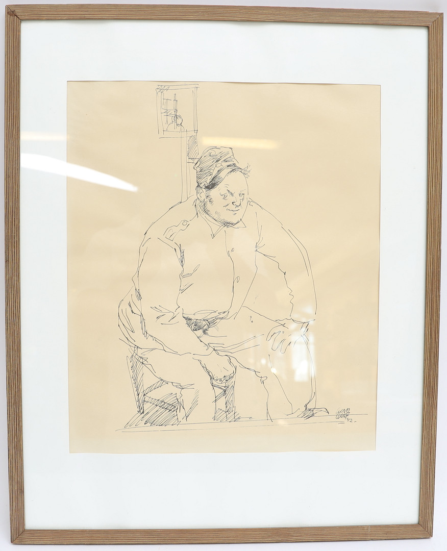 BIRGER LUNDQVIST. Motiv med man, tuschteckning, signerad och daterad 42.
