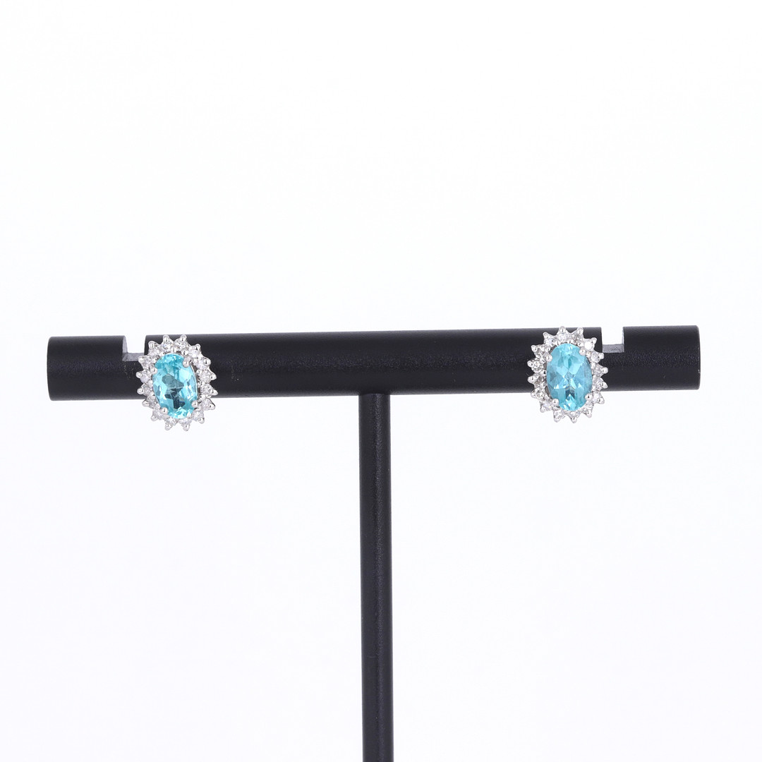18CT TOURMALINE & DIAMOND STUDS.