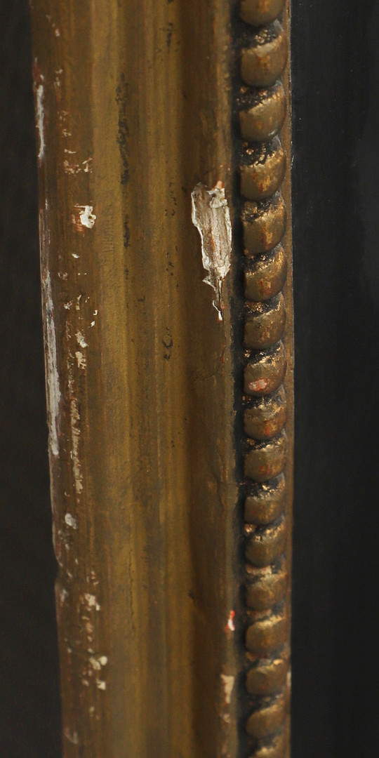 SPEGEL, nyrokokostil, svart och guld, fasettslipat glas, 1900-tal.