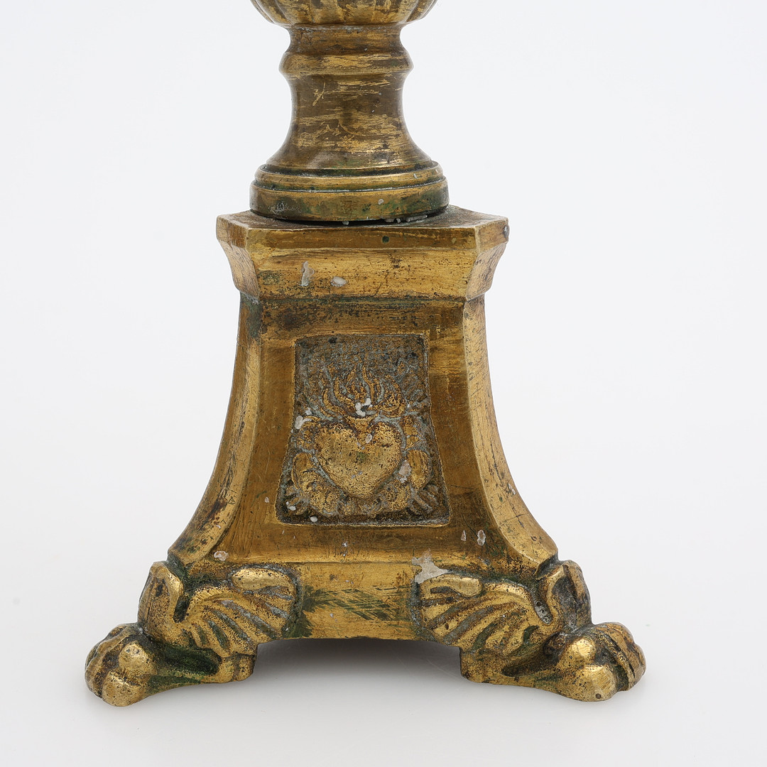 LJUSSTAKAR, ETT PAR, BRONS/MÄSSING, BAROCKSTIL, 1800-TALETS SLUT.