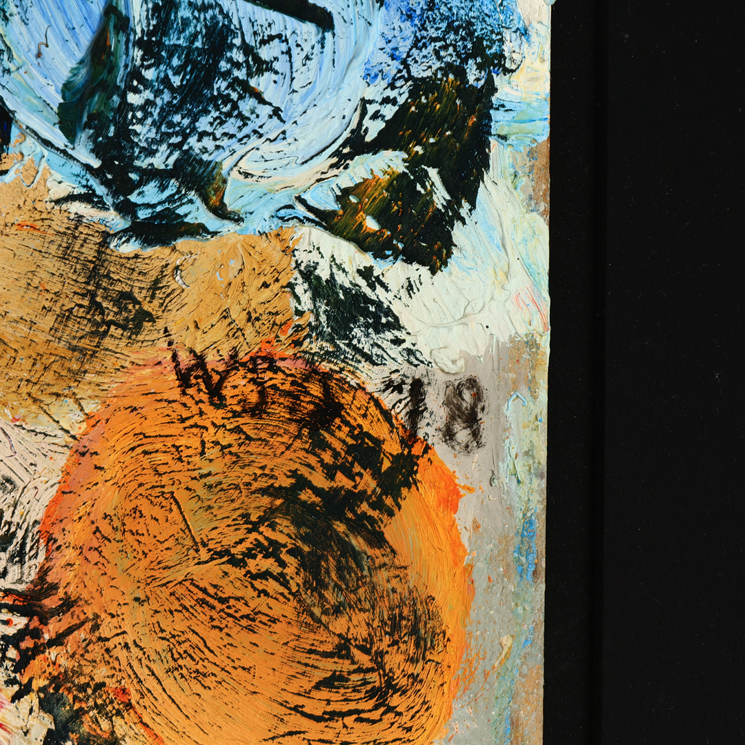 WILLIAM SKOTTE OLSEN (1945-2005). Komposition med ansigt, mixed media på plade, signeret og dateret 1978.