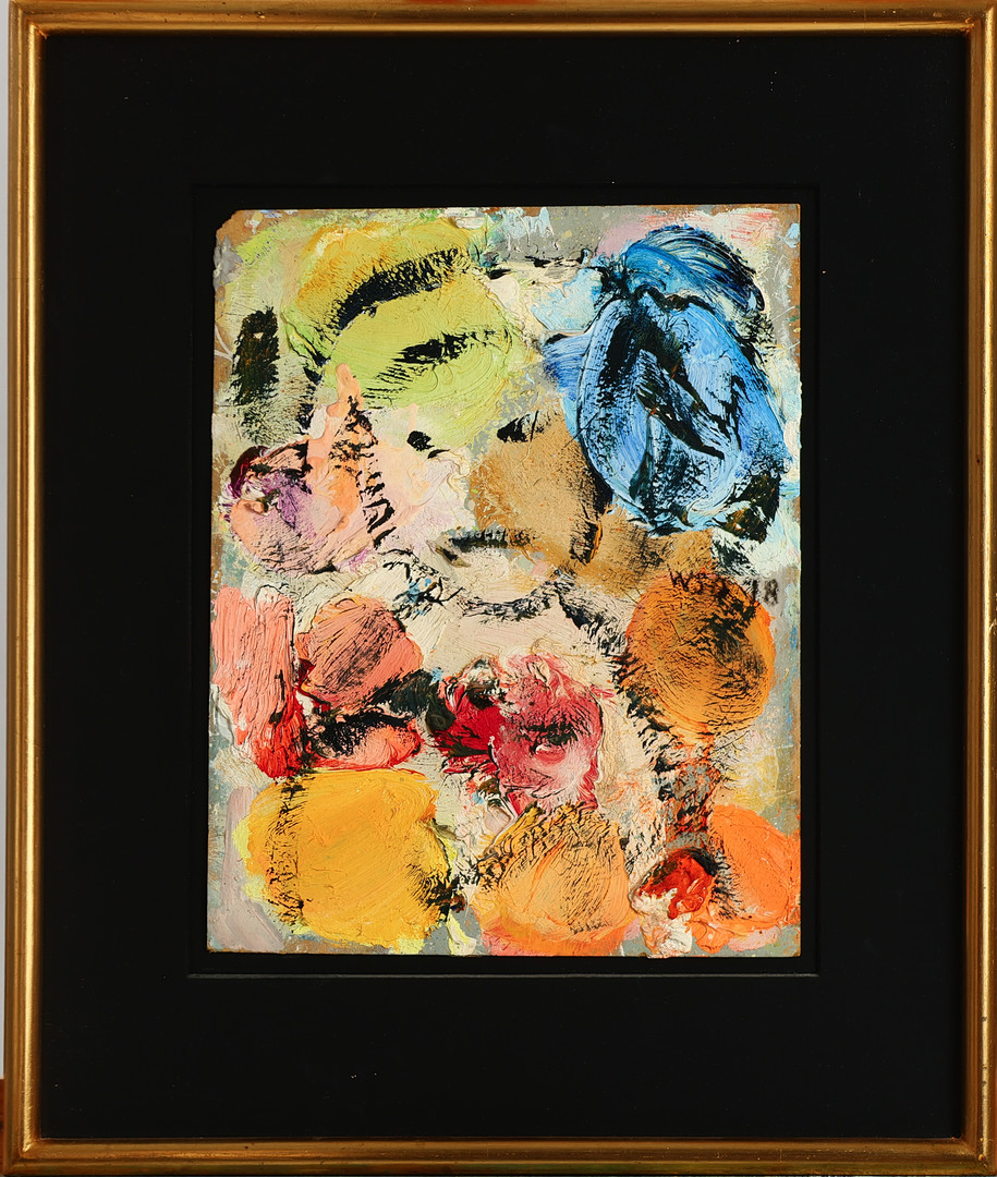 WILLIAM SKOTTE OLSEN (1945-2005). Komposition med ansigt, mixed media på plade, signeret og dateret 1978.