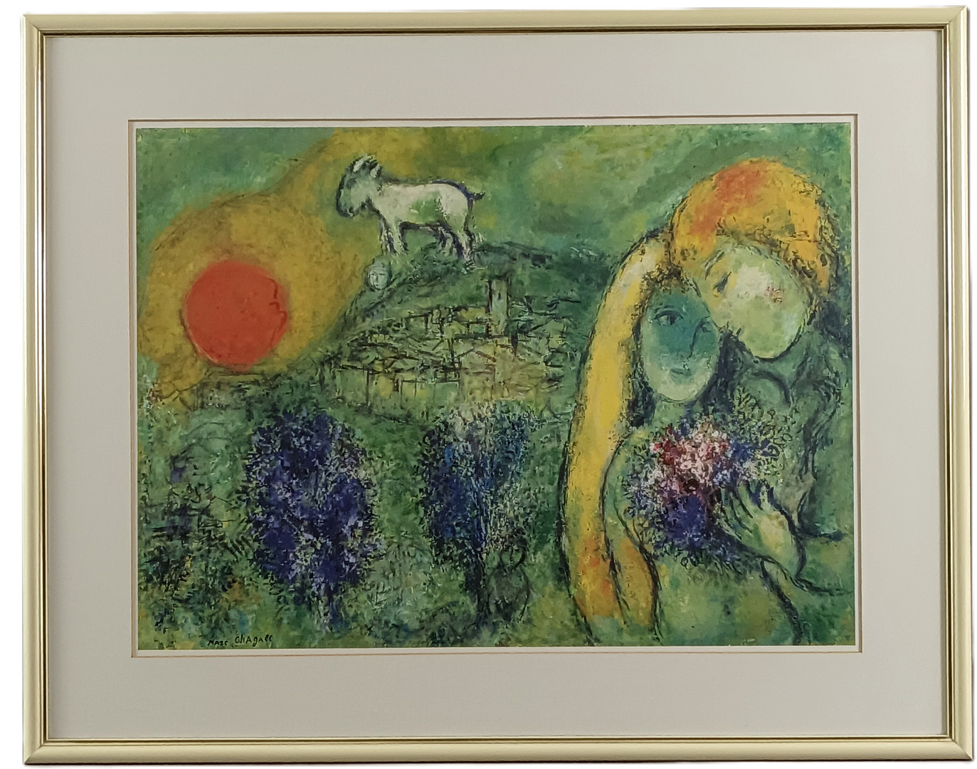 CHAGALL, MARC. Les Amourex de Vence / Die Liebenden von Venice, Farboffsetlithografie.