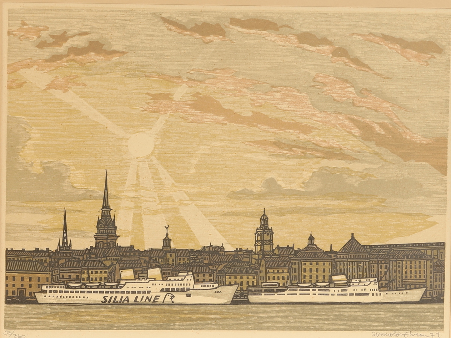 SVENOLOV EHRÉN. Färglitografi, Stockholmsmotiv, signerad och numrerad.